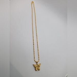 Brand new Gold plated butterfly pendant necklace